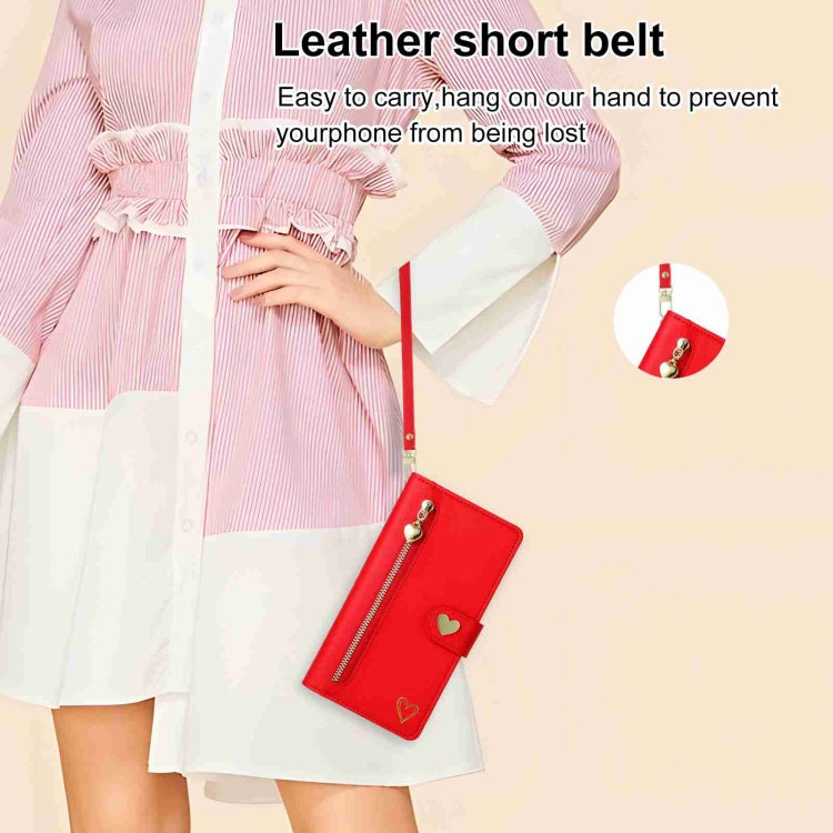 For Huawei Mate 50 Pro POLA Love Multi-Card Slots Zipper Wallet Leather Phone Case(Red) - free shipping - PMC TechLife - Order now!