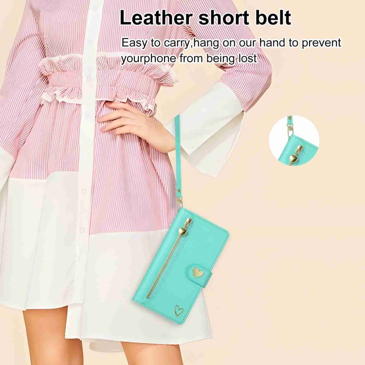 For Huawei P60 Pro POLA Love Multi-Card Slots Zipper Wallet Leather Phone Case(Light Green) - free shipping - PMC TechLife - Order now!