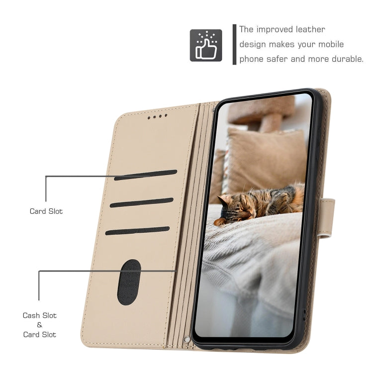 For Tecno Spark Go 2024 4G Embossed Kitten Phone Leather Case with Lanyard(Beige) - Tecno Cases by PMC Jewellery | Online Shopping South Africa | PMC Jewellery | Buy Now Pay Later Mobicred