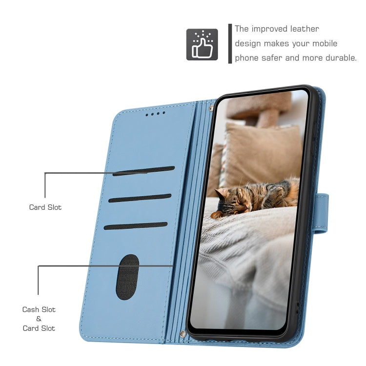 For Tecno Spark Go 2024 4G Embossed Kitten Phone Leather Case with Lanyard(Blue) - Tecno Cases by PMC Jewellery | Online Shopping South Africa | PMC Jewellery | Buy Now Pay Later Mobicred