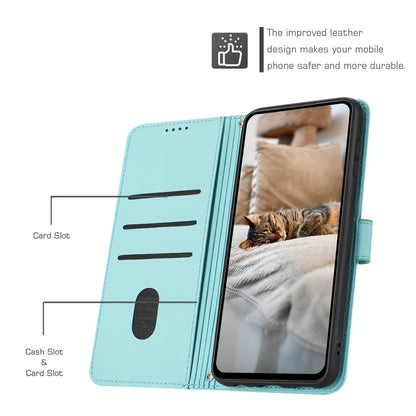 For Motorola Edge 2024 5G Embossed Kitten Phone Leather Case with Lanyard(Mint Green) - Motorola Cases by PMC Jewellery | Online Shopping South Africa | PMC Jewellery | Buy Now Pay Later Mobicred