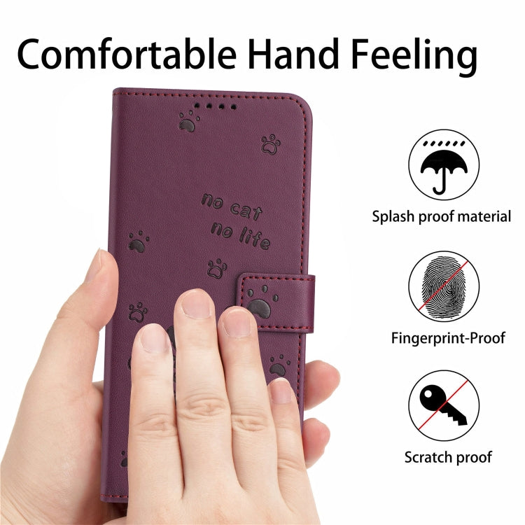 For Motorola Moto G Power 5G 2024 Embossed Kitten Phone Leather Case with Lanyard(Wine Red) - Motorola Cases by PMC Jewellery | Online Shopping South Africa | PMC Jewellery | Buy Now Pay Later Mobicred