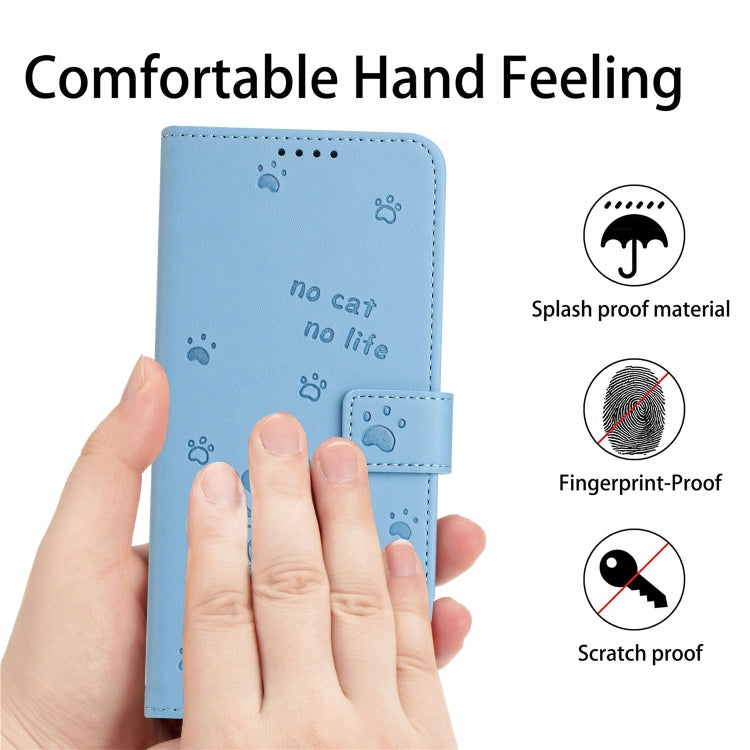 For Motorola Moto G Stylus 5G 2024 Embossed Kitten Phone Leather Case with Lanyard(Blue) - Motorola Cases by PMC Jewellery | Online Shopping South Africa | PMC Jewellery | Buy Now Pay Later Mobicred