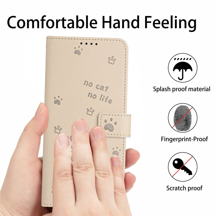 For Samsung Galaxy S25 Ultra 5G Embossed Kitten Phone Leather Case with Lanyard(Beige) - Galaxy S25 Ultra 5G Cases by PMC TechLife | Online Shopping South Africa | PMC TechLife | Buy Now Pay Later Mobicred