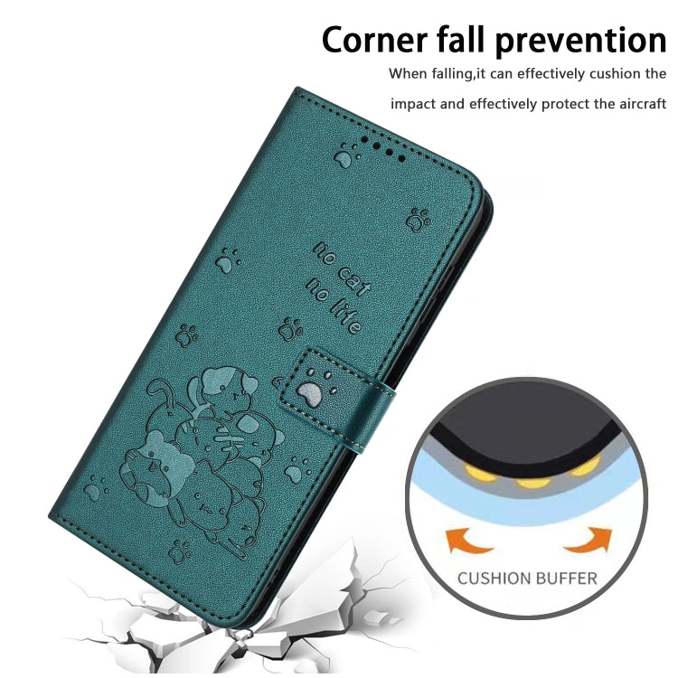 For Samsung Galaxy S25 Ultra 5G Embossed Kitten Phone Leather Case with Lanyard(Dark Green) - Galaxy S25 Ultra 5G Cases by PMC TechLife | Online Shopping South Africa | PMC TechLife | Buy Now Pay Later Mobicred