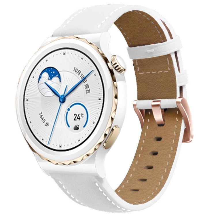 For Huawei Watch GT5 41mm Rose Gold Buckle Leather Watch Band(White) - free shipping - PMC TechLife - Order now!
