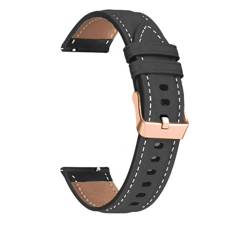 For Huawei Watch GT5 41mm Rose Gold Buckle Leather Watch Band(Black) - free shipping - PMC TechLife - Order now!