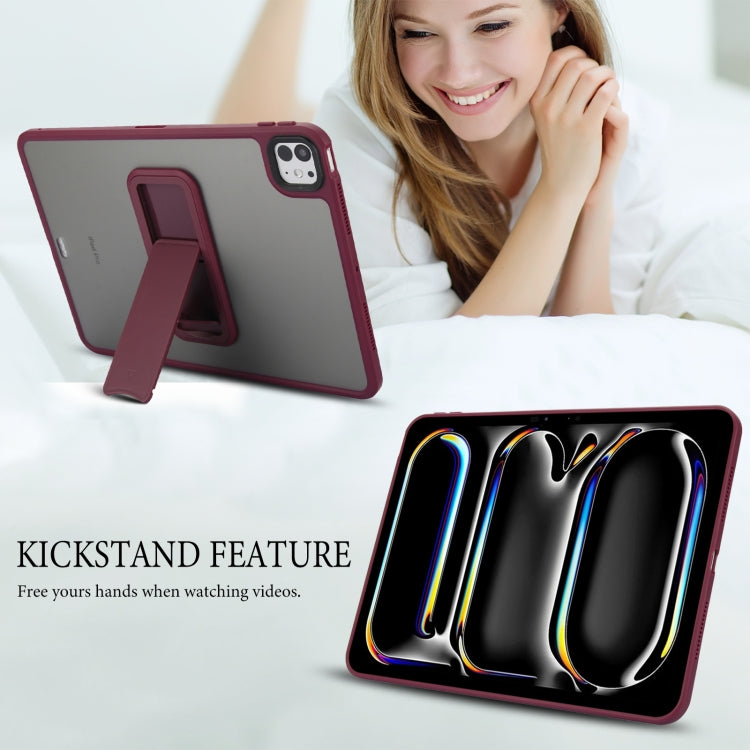 For iPad 10.2 2021 / 2020 / 2019 Skin Feel Holder PC Hybrid TPU Tablet Case(Wine Red) - iPad 10.2 Cases by PMC Jewellery | Online Shopping South Africa | PMC Jewellery | Buy Now Pay Later Mobicred