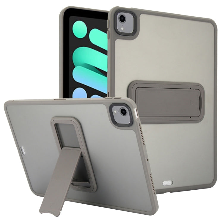 For iPad mini 2024 / mini 6 8.3 inch Skin Feel Holder PC Hybrid TPU Tablet Case(Grey) - iPad mini 6 Cases by PMC Jewellery | Online Shopping South Africa | PMC Jewellery | Buy Now Pay Later Mobicred