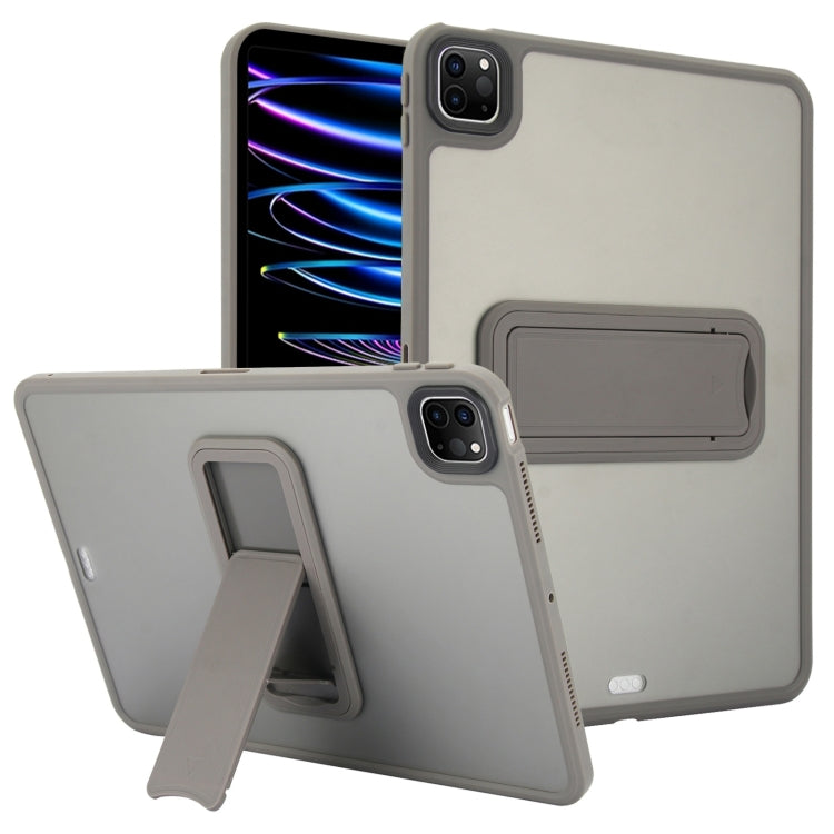 For iPad Pro 11 2022 / 2021 / 2020 Skin Feel Holder PC Hybrid TPU Tablet Case(Grey) - iPad Pro 11 (2022/2021) Cases by PMC Jewellery | Online Shopping South Africa | PMC Jewellery | Buy Now Pay Later Mobicred