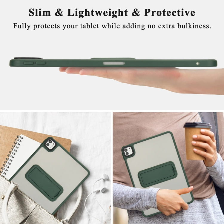 For iPad Pro 11 2022 / 2021 / 2020 Skin Feel Holder PC Hybrid TPU Tablet Case(Dark Green) - free shipping - PMC Jewellery - Order now!