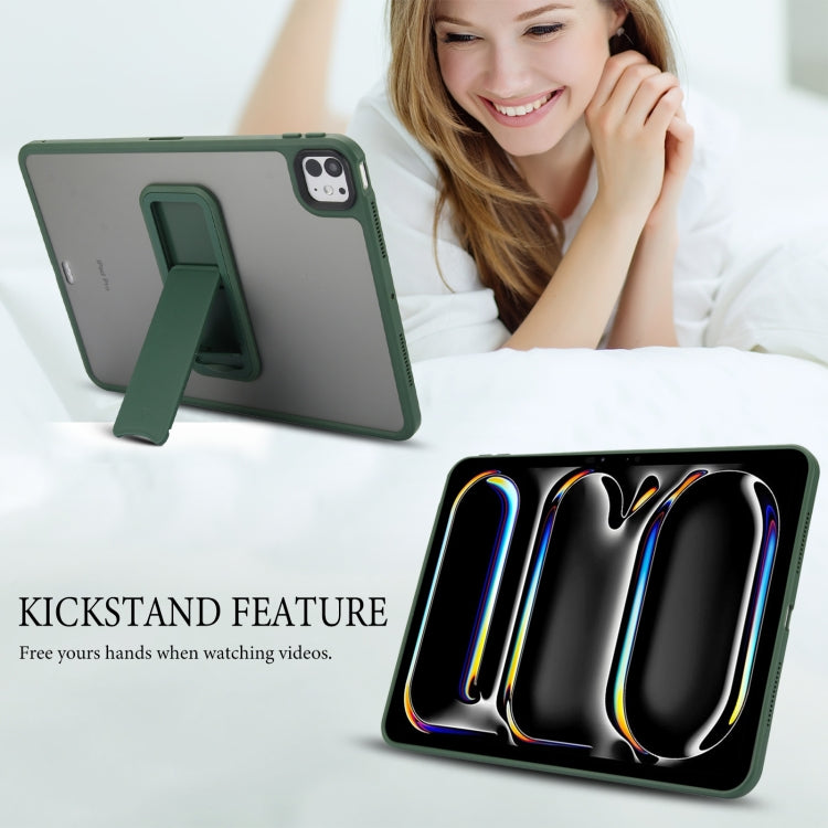 For iPad Pro 11 2022 / 2021 / 2020 Skin Feel Holder PC Hybrid TPU Tablet Case(Dark Green) - free shipping - PMC Jewellery - Order now!