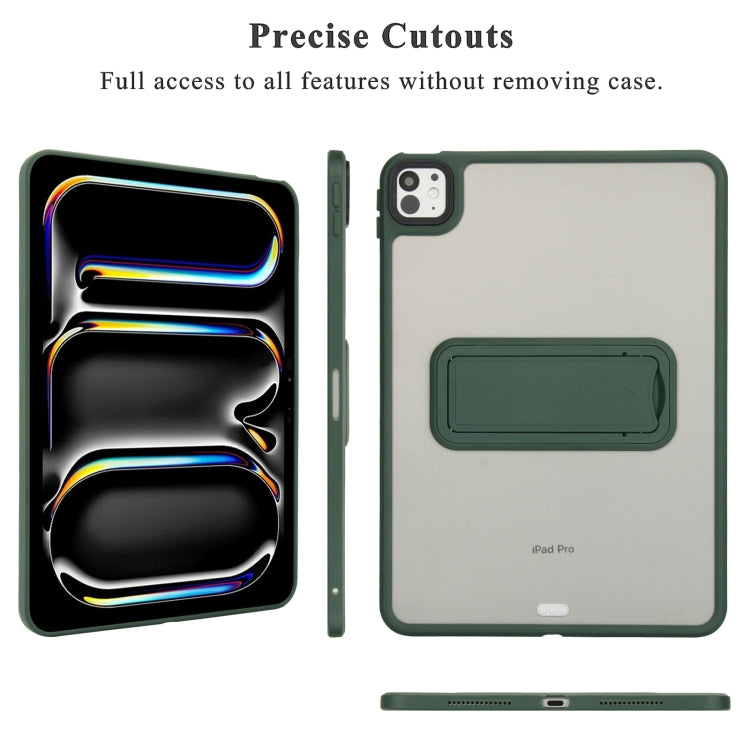 For iPad Pro 11 2024 Skin Feel Holder PC Hybrid TPU Tablet Case(Dark Green) - iPad Pro 11 2024 Cases by PMC Jewellery | Online Shopping South Africa | PMC Jewellery | Buy Now Pay Later Mobicred