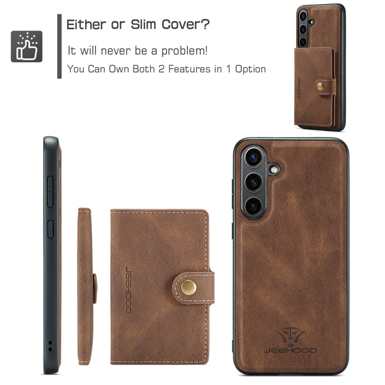 For Samsung Galaxy S24 FE 5G JEEHOOD J01 Retro Magnetic Detachable Wallet Phone Case(Brown) - Galaxy S24 FE 5G Cases by JEEHOOD | Online Shopping South Africa | PMC Jewellery | Buy Now Pay Later Mobicred