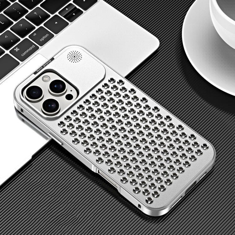 For iPhone 16 Pro R-JUST RJ58 Aromatherapy Metal Cooling Phone Case(Silver) - iPhone 16 Pro Cases by R-JUST | Online Shopping South Africa | PMC Jewellery | Buy Now Pay Later Mobicred