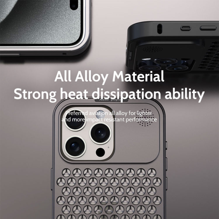 For iPhone 16 Pro R-JUST RJ58 Aromatherapy Metal Cooling Phone Case(Black) - iPhone 16 Pro Cases by R-JUST | Online Shopping South Africa | PMC Jewellery | Buy Now Pay Later Mobicred