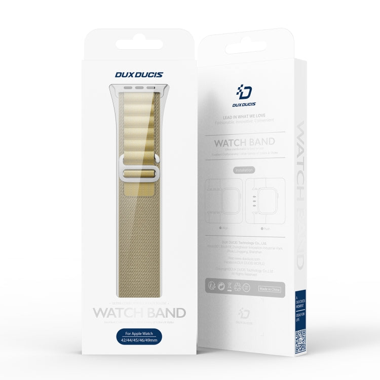 For Apple Watch 46mm / 49mm / 45mm / 44mm DUX DUCIS GS Series Nylon Loop Watch Band(Tan) - Watch Bands by DUX DUCIS | Online Shopping South Africa | PMC TechLife | Buy Now Pay Later Mobicred