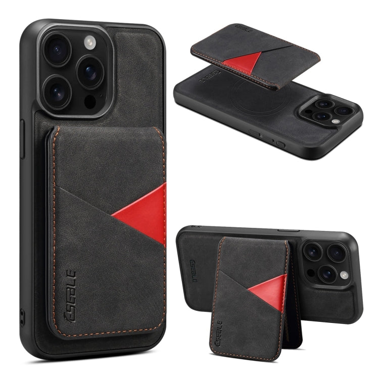 For iPhone 16 Pro ESEBLE E2 Retro Texture Card Slots MagSafe RFID Leather Case(Black) - free shipping - PMC Jewellery - Order now!