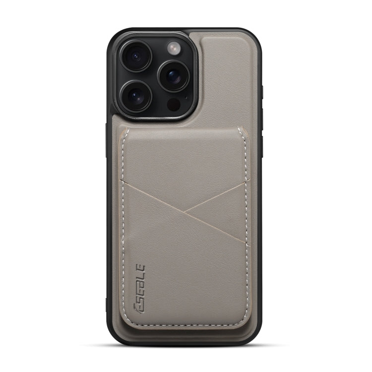 For iPhone 16 Pro ESEBLE E3 Plain Texture Card Slots MagSafe RFID Leather Case(Grey) - free shipping - PMC Jewellery - Order now!
