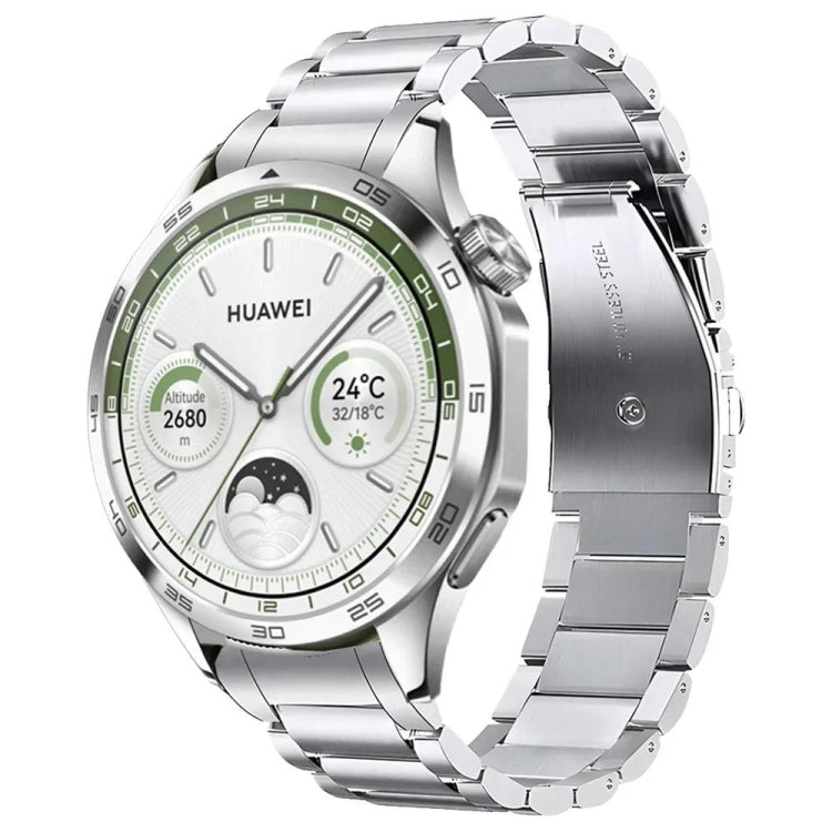 For Huawei Watch GT 5 46mm Curved Flat Buckle Three Beads Stainless Steel Watch Band(Silver) - free shipping - PMC TechLife - Order now!