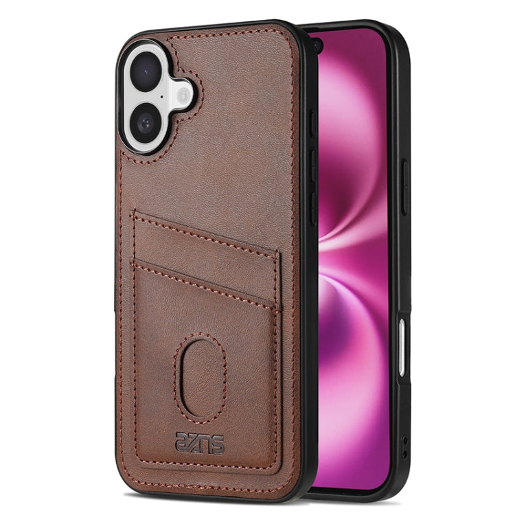 For iPhone 16 AZNS K1 Series Card Slot Business Phone Case(Brown) - iPhone 16 Cases by AZNS | Online Shopping South Africa | PMC Jewellery | Buy Now Pay Later Mobicred