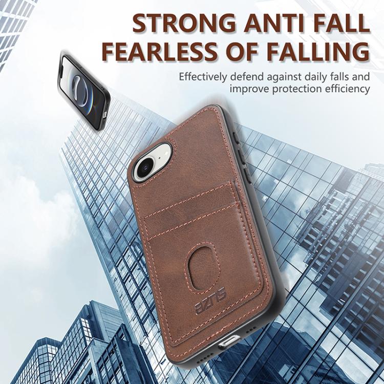 For iPhone 16e AZNS K1 Series Card Slot Business Phone Case(Brown) - free shipping - PMc TechLife - Order now!