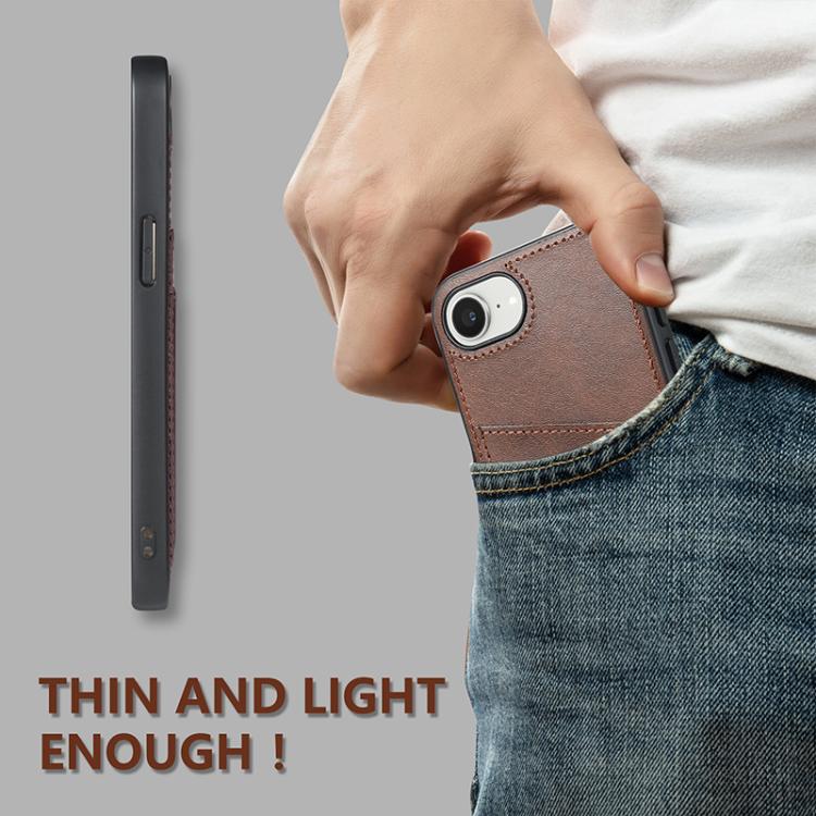 For iPhone 16e AZNS K1 Series Card Slot Business Phone Case(Brown) - free shipping - PMc TechLife - Order now!