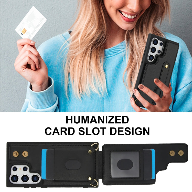 For Samsung Galaxy S25 Ultra 5G Wristband Vertical Flip Wallet Back Cover Phone Case with Long Lanyard(Black) - free shipping - PMC Jewellery - Order now!