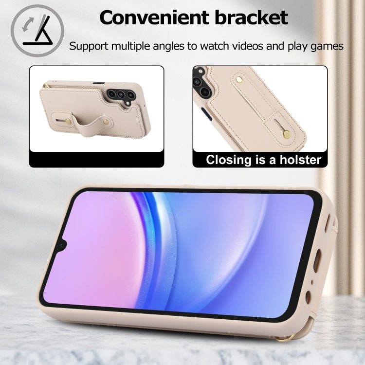 For Samsung Galaxy S25+ 5G Wristband Vertical Flip Wallet Back Cover Phone Case with Long Lanyard(White) - Galaxy S25+ 5G Cases by PMC TechLife | Online Shopping South Africa | PMC TechLife | Buy Now Pay Later Mobicred