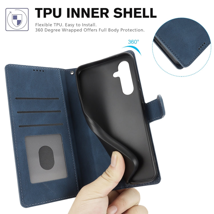 For Samsung Galaxy S25 5G Fantasy Skin-feel Calfskin Texture Leather Phone Case(Blue) - Galaxy S25 5G Cases by PMC TechLife | Online Shopping South Africa | PMC TechLife | Buy Now Pay Later Mobicred