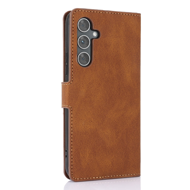For Samsung Galaxy S25 5G Fantasy Skin-feel Calfskin Texture Leather Phone Case(Brown) - Galaxy S25 5G Cases by PMC TechLife | Online Shopping South Africa | PMC TechLife | Buy Now Pay Later Mobicred