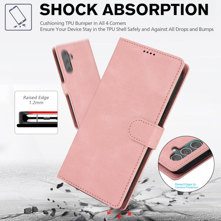 For Samsung Galaxy S25+ 5G Fantasy Skin-feel Calfskin Texture Leather Phone Case(Pink) - Galaxy S25+ 5G Cases by PMC TechLife | Online Shopping South Africa | PMC TechLife | Buy Now Pay Later Mobicred