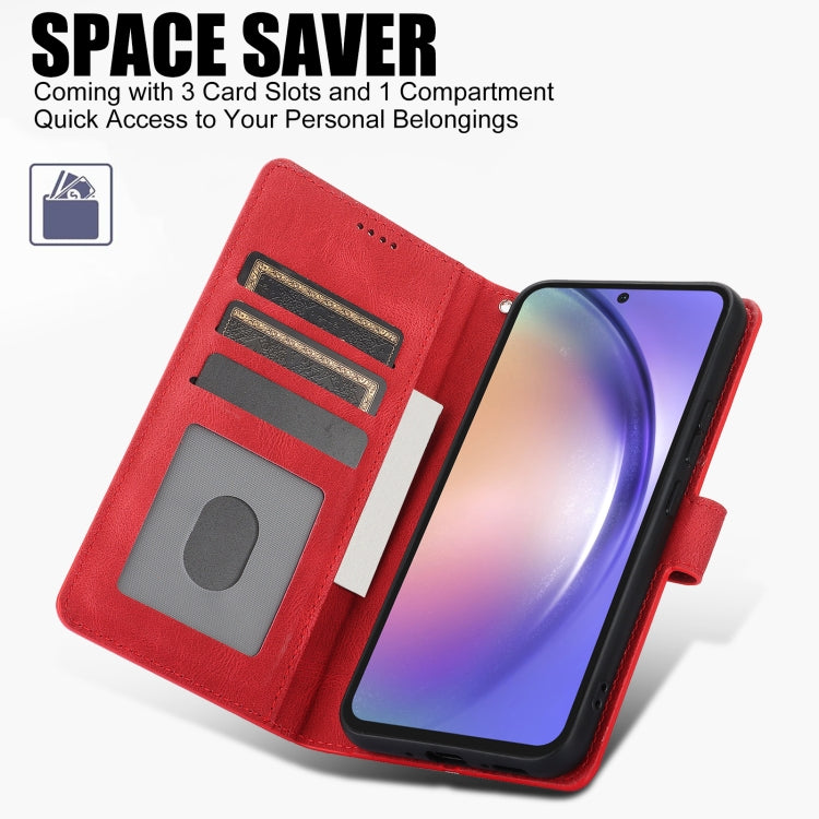 For Samsung Galaxy S25+ 5G Fantasy Skin-feel Calfskin Texture Leather Phone Case(Red) - Galaxy S25+ 5G Cases by PMC TechLife | Online Shopping South Africa | PMC TechLife | Buy Now Pay Later Mobicred