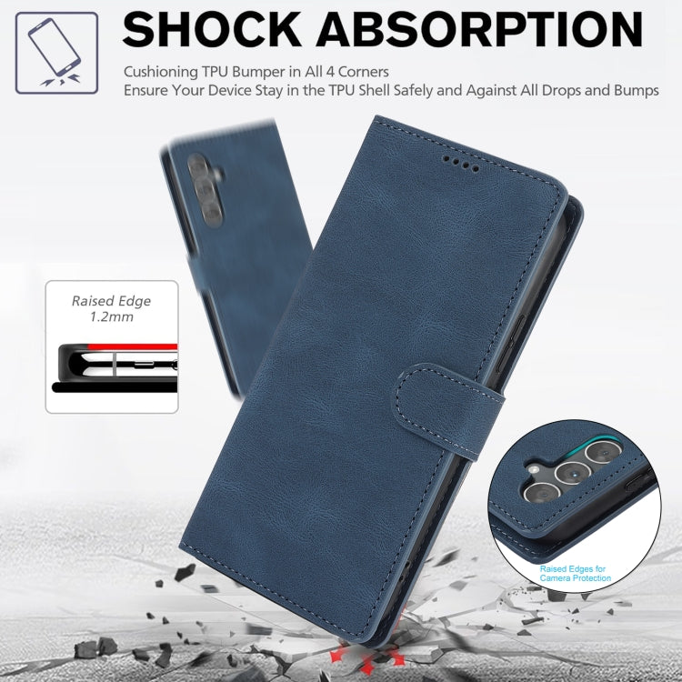 For Samsung Galaxy S25+ 5G Fantasy Skin-feel Calfskin Texture Leather Phone Case(Blue) - Galaxy S25+ 5G Cases by PMC TechLife | Online Shopping South Africa | PMC TechLife | Buy Now Pay Later Mobicred