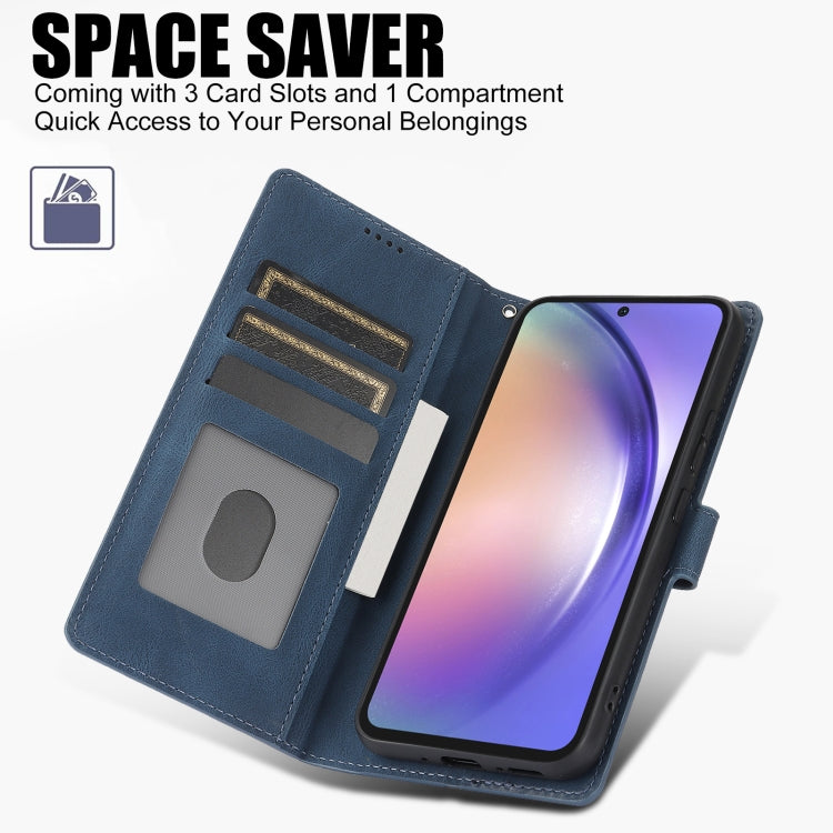 For Samsung Galaxy S25+ 5G Fantasy Skin-feel Calfskin Texture Leather Phone Case(Blue) - Galaxy S25+ 5G Cases by PMC TechLife | Online Shopping South Africa | PMC TechLife | Buy Now Pay Later Mobicred