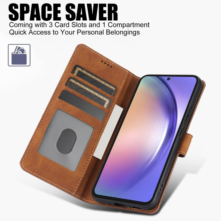 For Samsung Galaxy S25+ 5G Fantasy Skin-feel Calfskin Texture Leather Phone Case(Brown) - Galaxy S25+ 5G Cases by PMC TechLife | Online Shopping South Africa | PMC TechLife | Buy Now Pay Later Mobicred