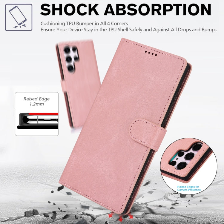 For Samsung Galaxy S25 Ultra 5G Fantasy Skin-feel Calfskin Texture Leather Phone Case(Pink) - Galaxy S25 Ultra 5G Cases by PMC TechLife | Online Shopping South Africa | PMC TechLife | Buy Now Pay Later Mobicred