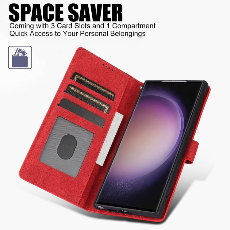 For Samsung Galaxy S25 Ultra 5G Fantasy Skin-feel Calfskin Texture Leather Phone Case(Red) - Galaxy S25 Ultra 5G Cases by PMC TechLife | Online Shopping South Africa | PMC TechLife | Buy Now Pay Later Mobicred