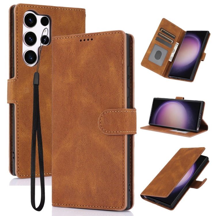 For Samsung Galaxy S25 Ultra 5G Fantasy Skin-feel Calfskin Texture Leather Phone Case(Brown) - Galaxy S25 Ultra 5G Cases by PMC TechLife | Online Shopping South Africa | PMC TechLife | Buy Now Pay Later Mobicred