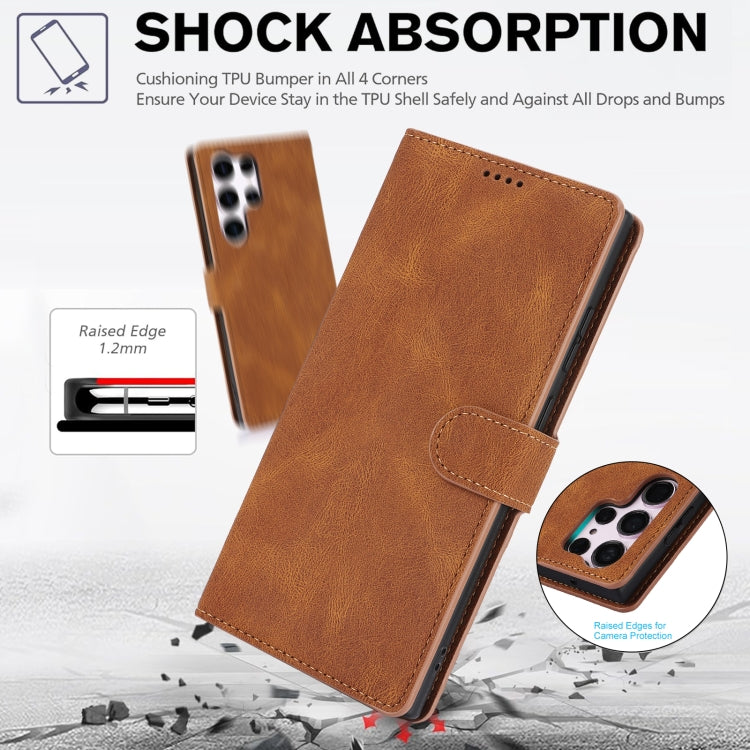 For Samsung Galaxy S25 Ultra 5G Fantasy Skin-feel Calfskin Texture Leather Phone Case(Brown) - Galaxy S25 Ultra 5G Cases by PMC TechLife | Online Shopping South Africa | PMC TechLife | Buy Now Pay Later Mobicred