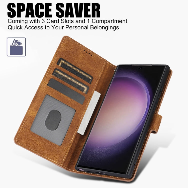 For Samsung Galaxy S25 Ultra 5G Fantasy Skin-feel Calfskin Texture Leather Phone Case(Brown) - Galaxy S25 Ultra 5G Cases by PMC TechLife | Online Shopping South Africa | PMC TechLife | Buy Now Pay Later Mobicred