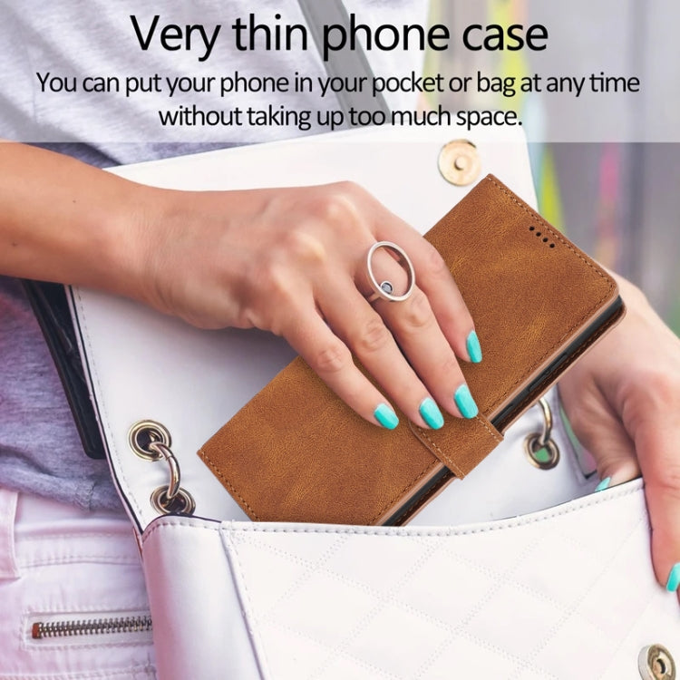 For Samsung Galaxy S25 Ultra 5G Fantasy Skin-feel Calfskin Texture Leather Phone Case(Brown) - Galaxy S25 Ultra 5G Cases by PMC TechLife | Online Shopping South Africa | PMC TechLife | Buy Now Pay Later Mobicred