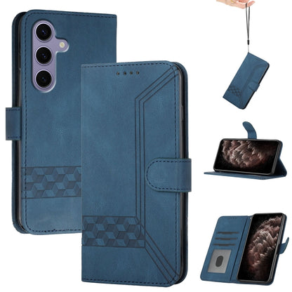 For Samsung Galaxy S25 5G Cubic Skin Feel Flip Leather Phone Case(Blue) - Galaxy S25 5G Cases by PMC Jewellery | Online Shopping South Africa | PMC Jewellery | Buy Now Pay Later Mobicred