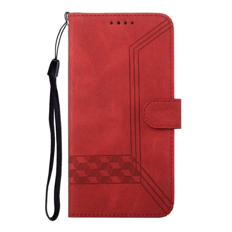 For Samsung Galaxy S25 5G Cubic Skin Feel Flip Leather Phone Case(Red) - Galaxy S25 5G Cases by PMC TechLife | Online Shopping South Africa | PMC TechLife | Buy Now Pay Later Mobicred