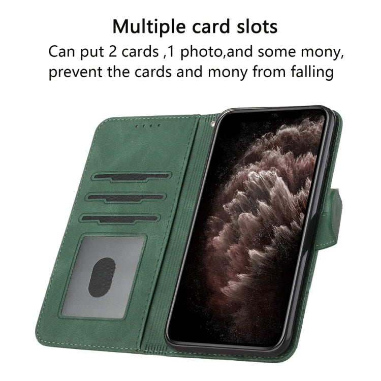 For Samsung Galaxy S25 5G Cubic Skin Feel Flip Leather Phone Case(Green) - Galaxy S25 5G Cases by PMC TechLife | Online Shopping South Africa | PMC TechLife | Buy Now Pay Later Mobicred