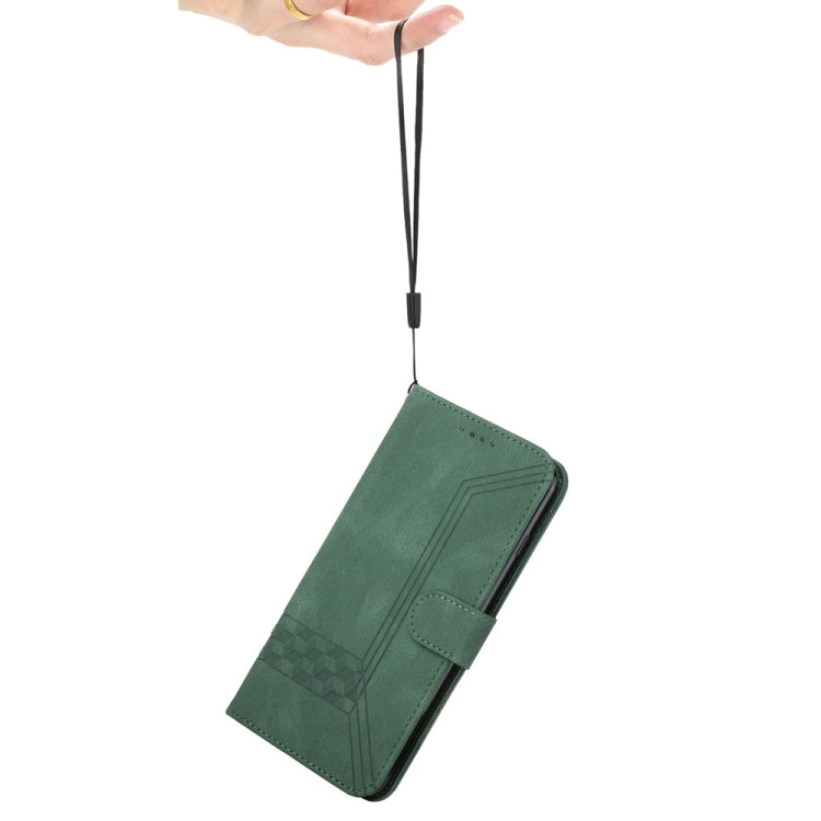 For Samsung Galaxy S25 5G Cubic Skin Feel Flip Leather Phone Case(Green) - Galaxy S25 5G Cases by PMC TechLife | Online Shopping South Africa | PMC TechLife | Buy Now Pay Later Mobicred