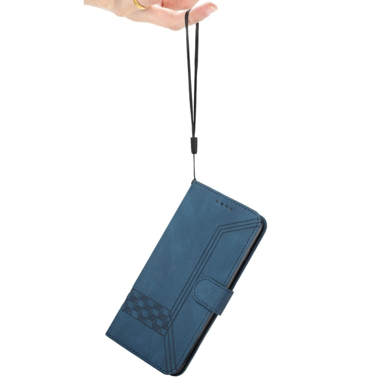 For Samsung Galaxy S25+ 5G Cubic Skin Feel Flip Leather Phone Case(Blue) - Galaxy S25+ 5G Cases by PMC TechLife | Online Shopping South Africa | PMC TechLife | Buy Now Pay Later Mobicred