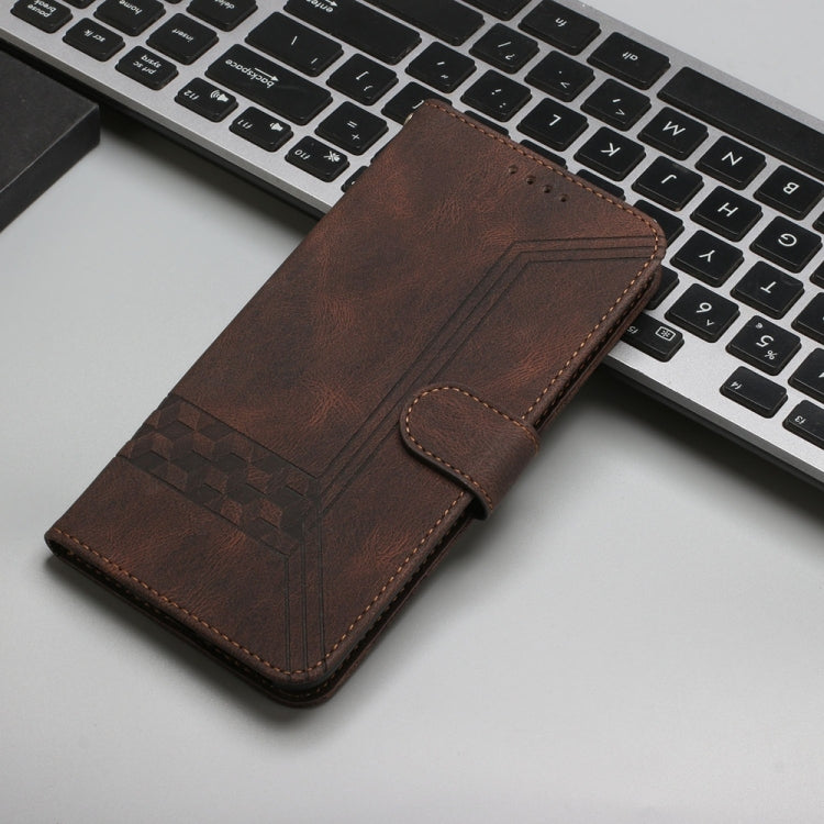 For Samsung Galaxy S25+ 5G Cubic Skin Feel Flip Leather Phone Case(Brown) - Galaxy S25+ 5G Cases by PMC TechLife | Online Shopping South Africa | PMC TechLife | Buy Now Pay Later Mobicred