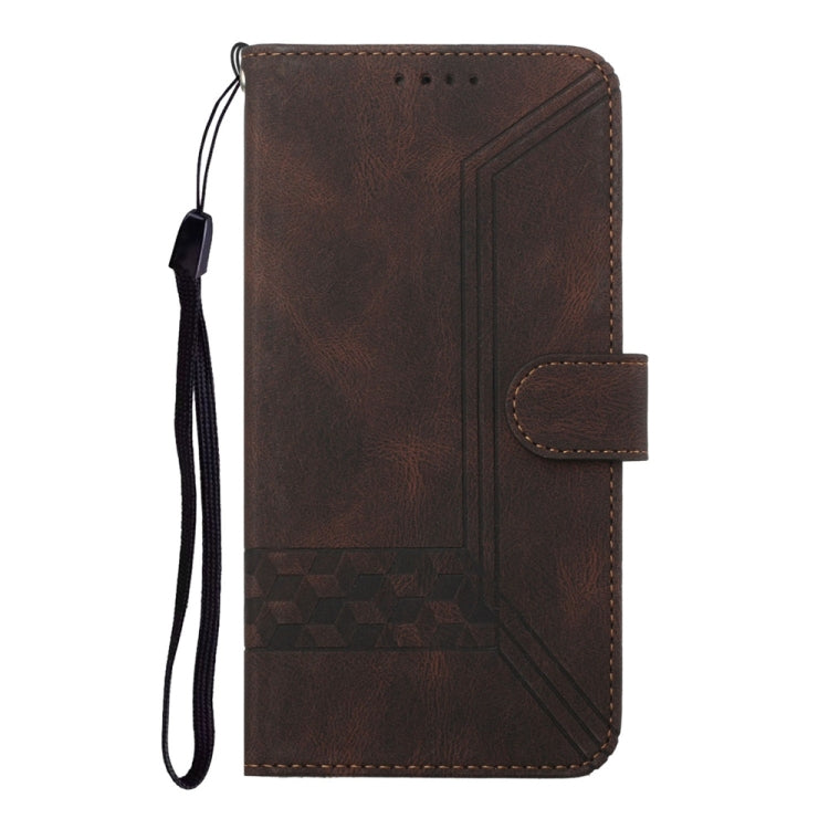 For Samsung Galaxy S25+ 5G Cubic Skin Feel Flip Leather Phone Case(Brown) - Galaxy S25+ 5G Cases by PMC TechLife | Online Shopping South Africa | PMC TechLife | Buy Now Pay Later Mobicred