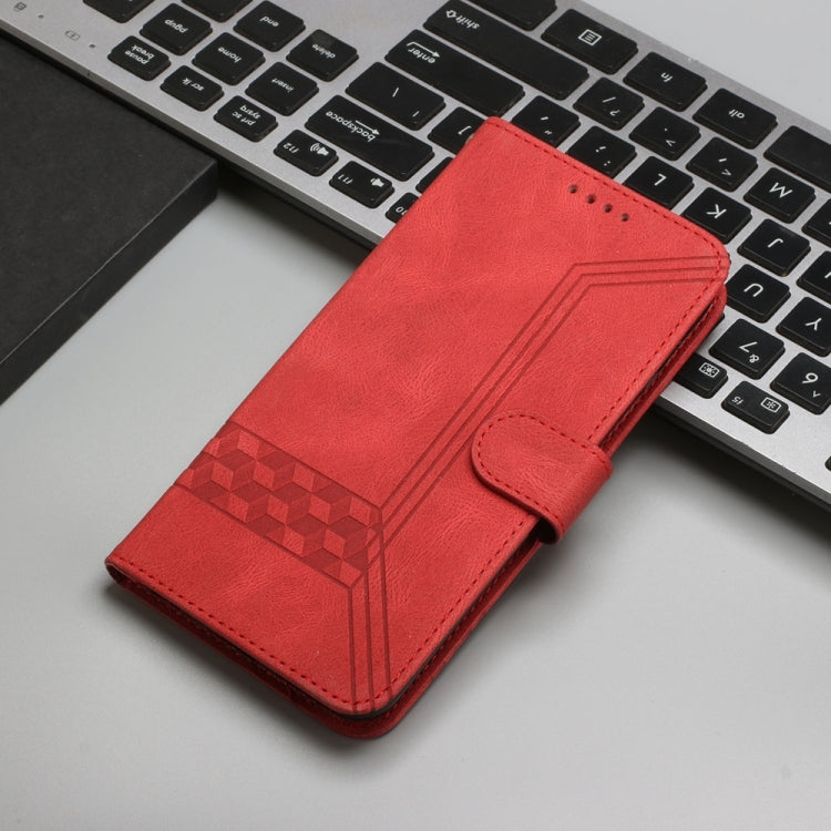 For Samsung Galaxy S25 Ultra 5G Cubic Skin Feel Flip Leather Phone Case(Red) - Galaxy S25 Ultra 5G Cases by PMC TechLife | Online Shopping South Africa | PMC TechLife | Buy Now Pay Later Mobicred